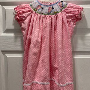 Marmellata Smocked Pink and White Easter Dress 3T